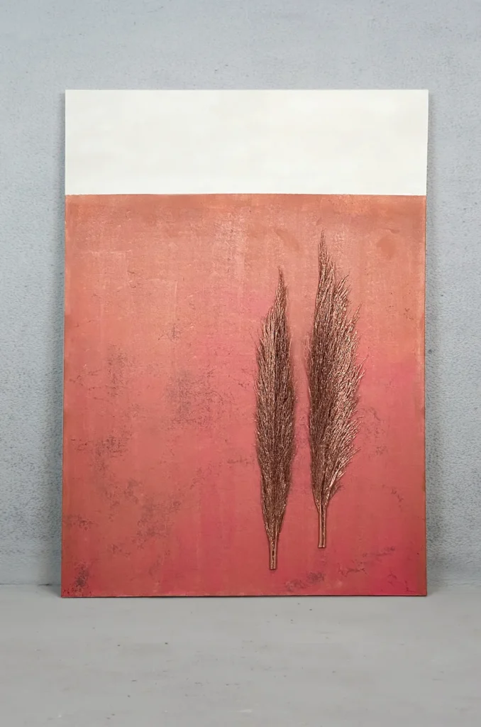 CANVAS AND PAINTED PAMPAS GRASS LEAF